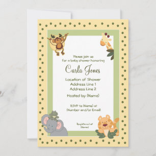 Oerwoud Safari Baby Shower Invitaties 5 x 7 formaa Kaart