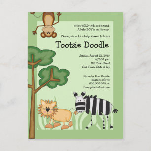 Oerwoud Safari Baby shower Post Kaart Invitation