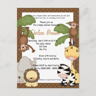 Oerwoud safari baby shower uitnodiging