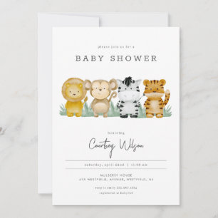Oerwoud Safari Baby shower Uitnodiging tropisch