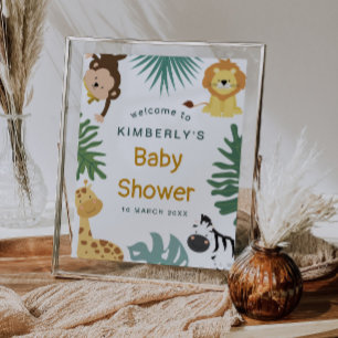 oerwoud safari baby shower - Welkomstteken Poster