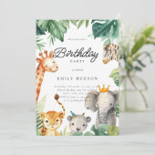 Oerwoud Safari Birthday Uitnodiging (Staand voorkant)