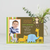 Oerwoud Safari Birthday Uitnodiging (Staand voorkant)