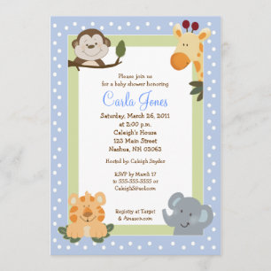 Oerwoud Safari Blue 5x7 Baby Shower Invitations Kaart
