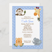 Oerwoud Safari (Blue) 5x7 Baby shower Uitnodiging (Voorkant / Achterkant)