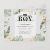 Oerwoud Safari Botanical Boy Giraffe Baby shower Uitnodiging Briefkaart (Voorkant)