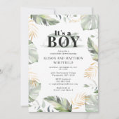 Oerwoud Safari Botanisch Palm Leaves Baby shower Kaart (Voorkant)