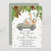 Oerwoud Safari Boy Baby shower Uitnodiging (Voorkant / Achterkant)