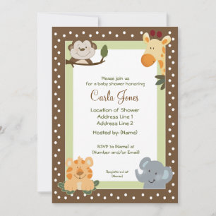 Oerwoud Safari Brown 5x7 Baby Shower Invitations Kaart