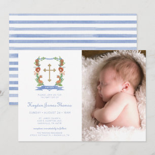 Oerwoud Safari Crest Photo Baptism Invitation Kaart