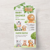 Oerwoud Safari Cute Wild Animals Boy Baby shower All In One Uitnodiging (Binnen)