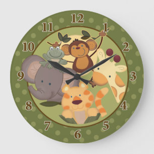 Oerwoud Safari Dark Green Wall Clock Grote Klok