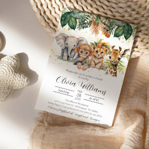 Oerwoud Safari Dier Elegant Baby shower Kaart