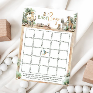 Oerwoud Safari Dieren Baby shower Baby Bingo Kaart