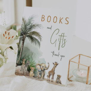 Oerwoud Safari Dieren Baby shower Boeken en Gesche Reclamebord Met Voetstuk