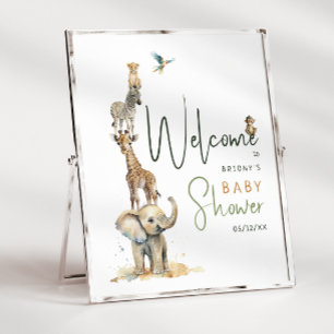 Oerwoud Safari Dieren Baby shower Welkomstbord Poster