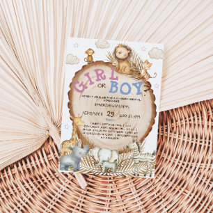 Oerwoud safari dieren boho gender onthullen kaart