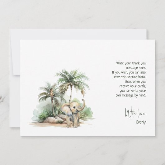 Oerwoud Safari Dieren Horizontaal Verjaardagsfeest Bedankkaart (Achterkant)