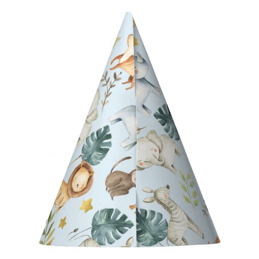 Oerwoud safari dieren schattige peuterjarige verja feesthoedjes (Achterkant)