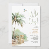 Oerwoud Safari Dieren "Wild Ones" Twin Birthday Kaart (Voorkant)