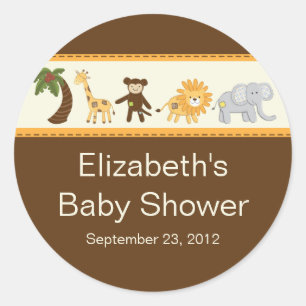 Oerwoud Safari Dierneutraal Baby shower Ronde Sticker
