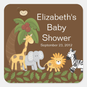 Oerwoud Safari Dierneutraal Baby shower Vierkante Sticker