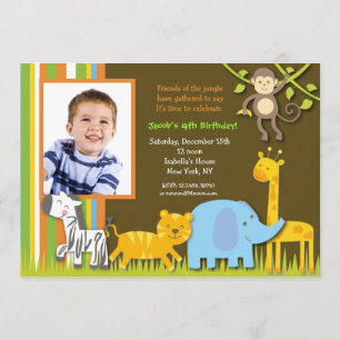 Oerwoud Safari Foto Birthday Invitation Kaart