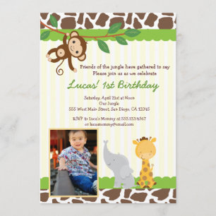 Oerwoud Safari Foto Birthday Invitation Kaart