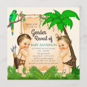 Oerwoud Safari Gender Release Baby shower Uitnodig Kaart