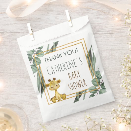 Oerwoud Safari Giraffe Baby shower Dank u Bedankzakje (Geknipt)