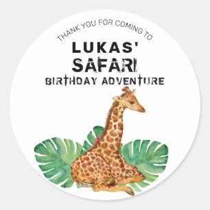Oerwoud Safari Giraffe Birthday Hartelijk dank Ronde Sticker