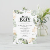 Oerwoud Safari Giraffe Botanisch Baby shower Kaart (Staand voorkant)