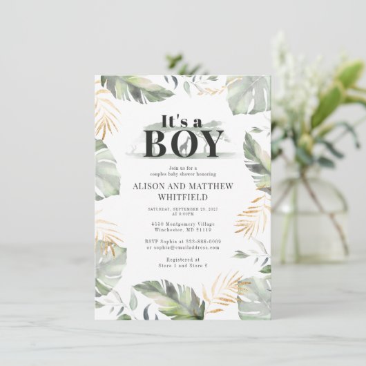 Oerwoud Safari Giraffe Botanisch Baby shower Kaart (Staand voorkant)