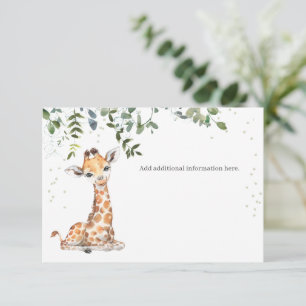 Oerwoud Safari Giraffe Eucalyptus Baby shower Informatiekaartje