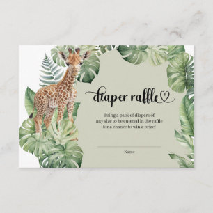Oerwoud Safari Giraffe Palms Leaves Baby shower Informatiekaartje