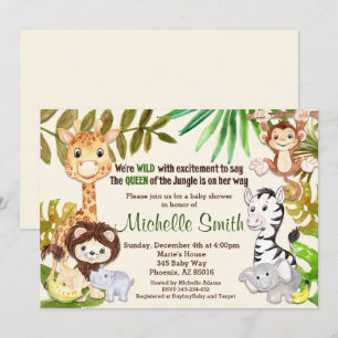 Oerwoud Safari Girl Queen of Oerwoud Baby shower Kaart