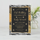 Oerwoud Safari Glitter Agate 21st Birthday Kaart (Staand voorkant)