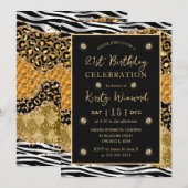 Oerwoud Safari Glitter Agate 21st Birthday Kaart (Voorkant / Achterkant)