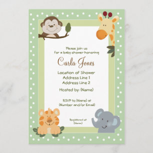 Oerwoud Safari Green 5x7 Baby Shower Invitations Kaart