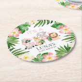 Oerwoud Safari Het is een meisje Baby shower Ronde Kartonnen Onderzetter (Gebogen)