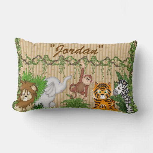 Oerwoud Safari Kind: Decoratieve piloot Kussen (Voorkant)