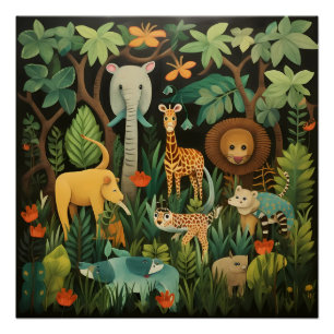 Oerwoud Safari Kinderkamer Print Perfect Poster
