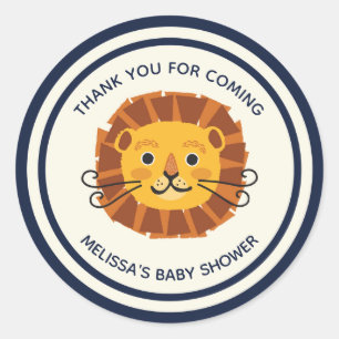Oerwoud Safari Lion Boy Baby shower Ronde Sticker