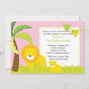 Oerwoud Safari Lions Birthday Party Invitation Kaart