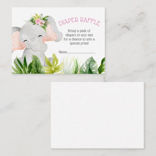 Oerwoud Safari Luier Olifant Raffle Informatiekaartje (Voorkant / Achterkant)