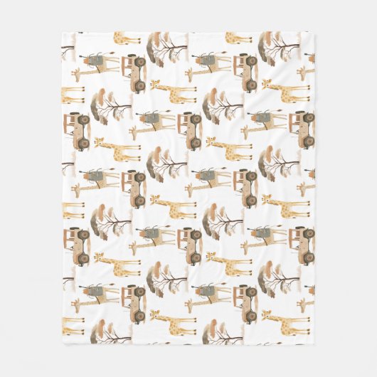 Oerwoud Safari met Giraffes Kwekerij Patroon Kinde Fleece Deken (Voorkant)
