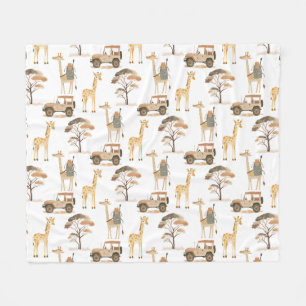 Oerwoud Safari met Giraffes Kwekerij Patroon Kinde Fleece Deken