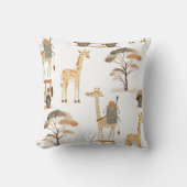 Oerwoud Safari met Giraffes Nursery Pattern Kussen (Voorkant)