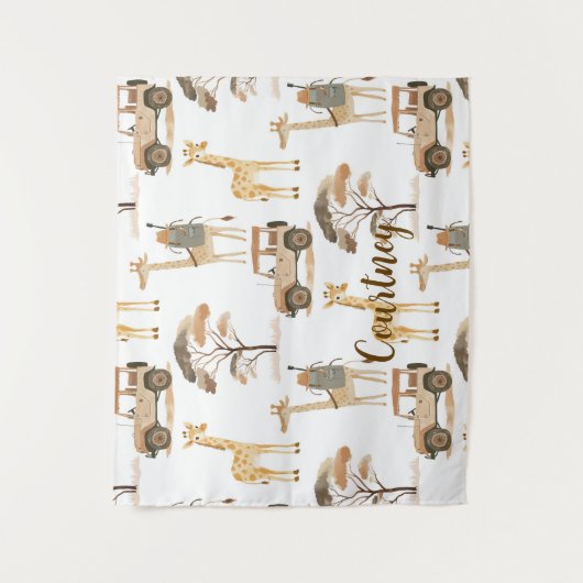 Oerwoud Safari met Giraffes Nursery Pattern Wandkleed (Voorkant)
