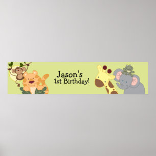 OERWOUD SAFARI Monkey Birthday Banner Poster